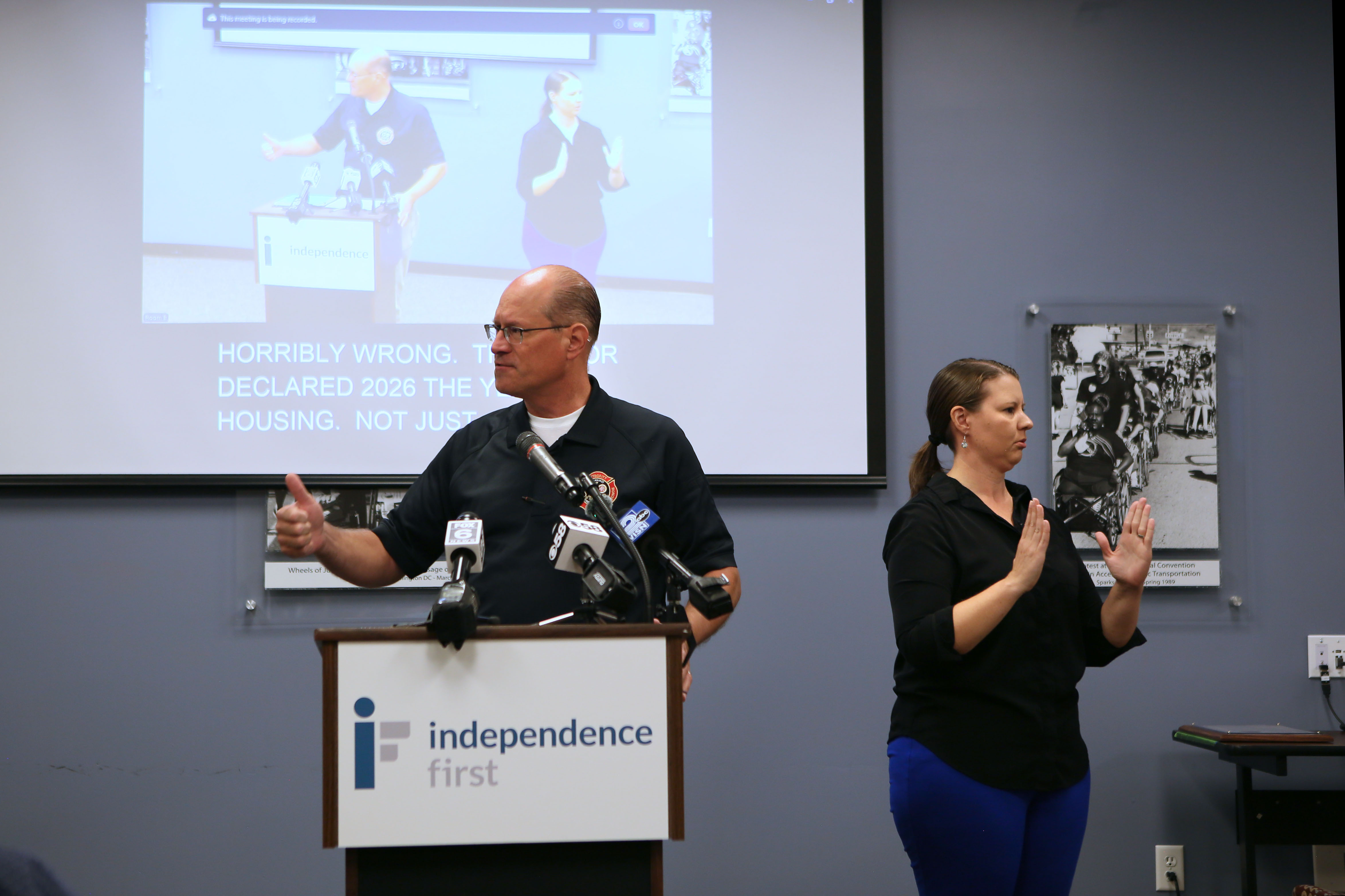 Fire Chief Aaron Lipski speaks during the event program
