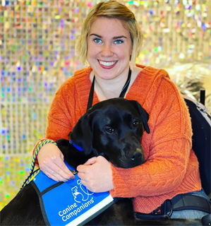 IF employee Emily Cadman and her service dog Venus
