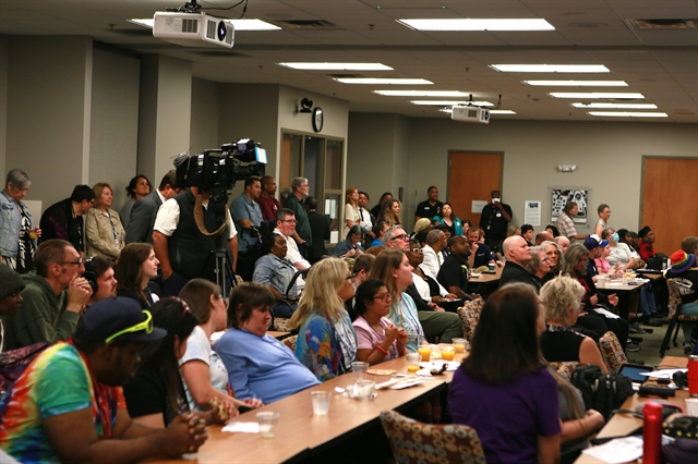 Photo of a crowd of people attending the 35th anniversary celebration of the ADA