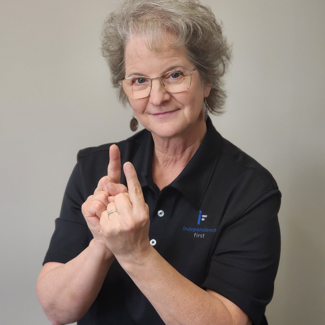 Woman signing with her hands
