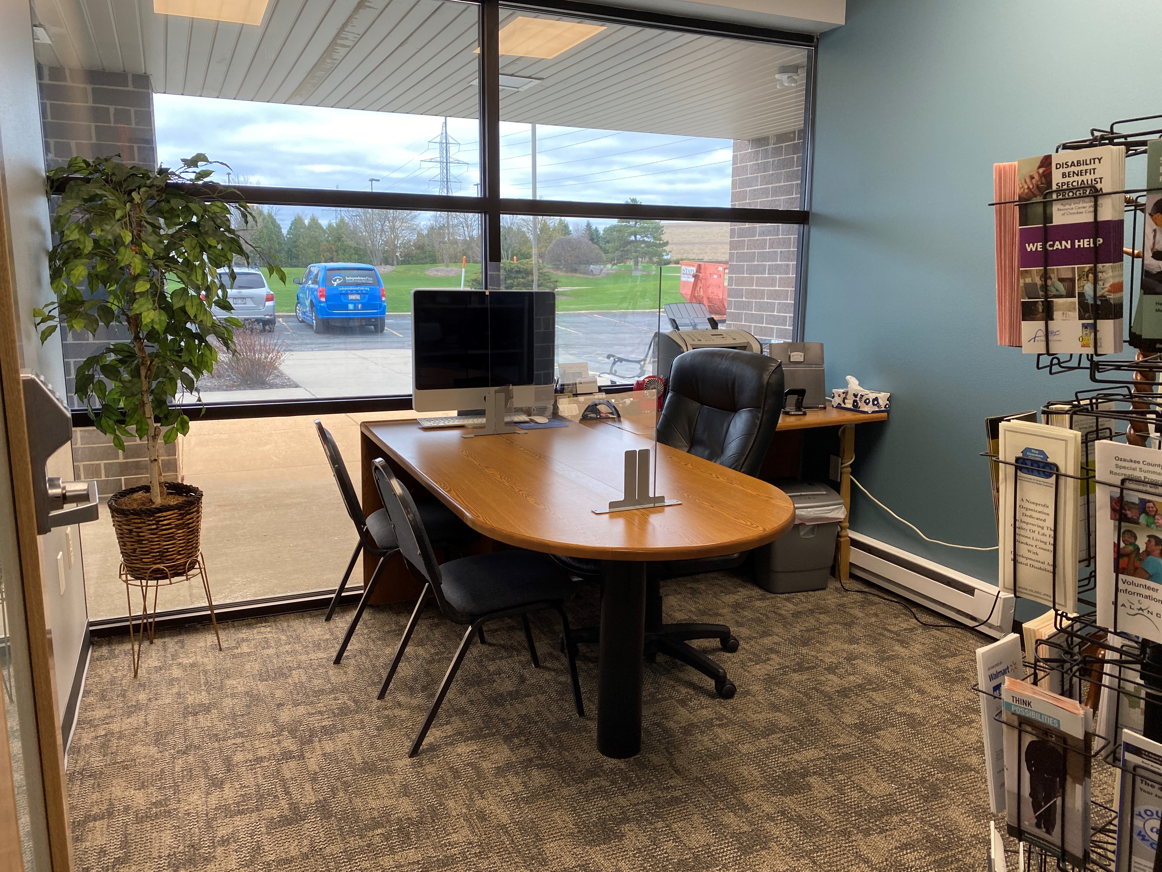 Independent living center in Grafton/Ozaukee County offices. Conference room table and chairs