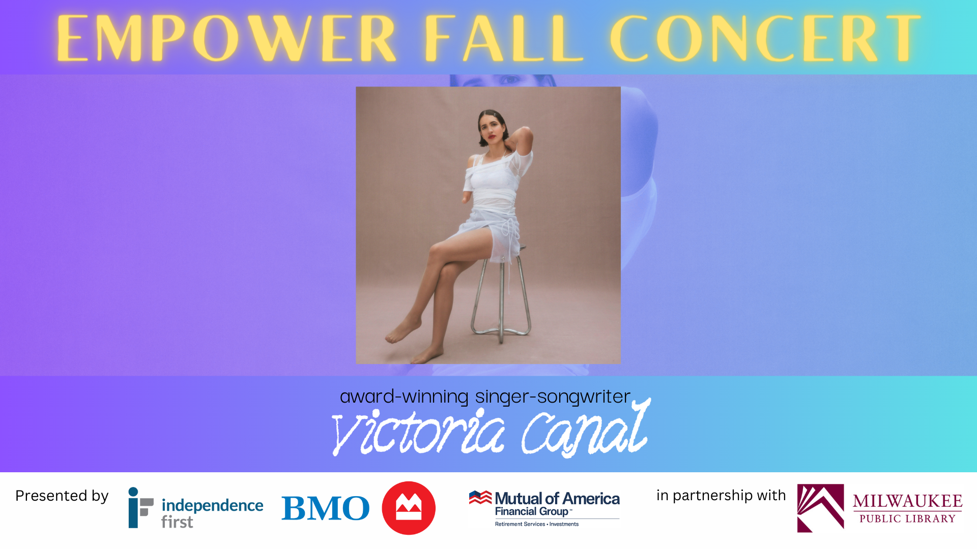 graphic with Victoria Canal texts reads empower fall concert