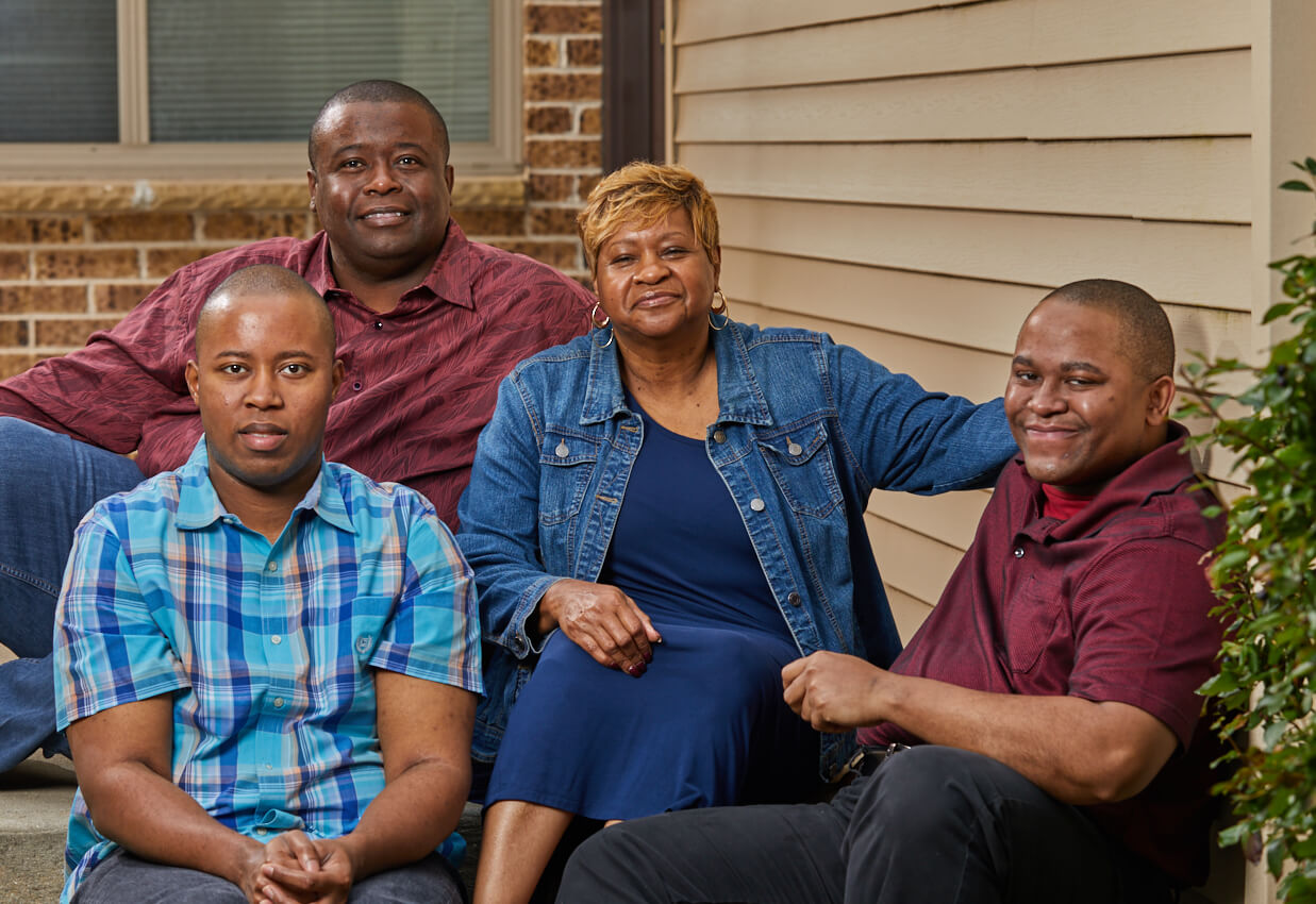 African America Family on their front porch