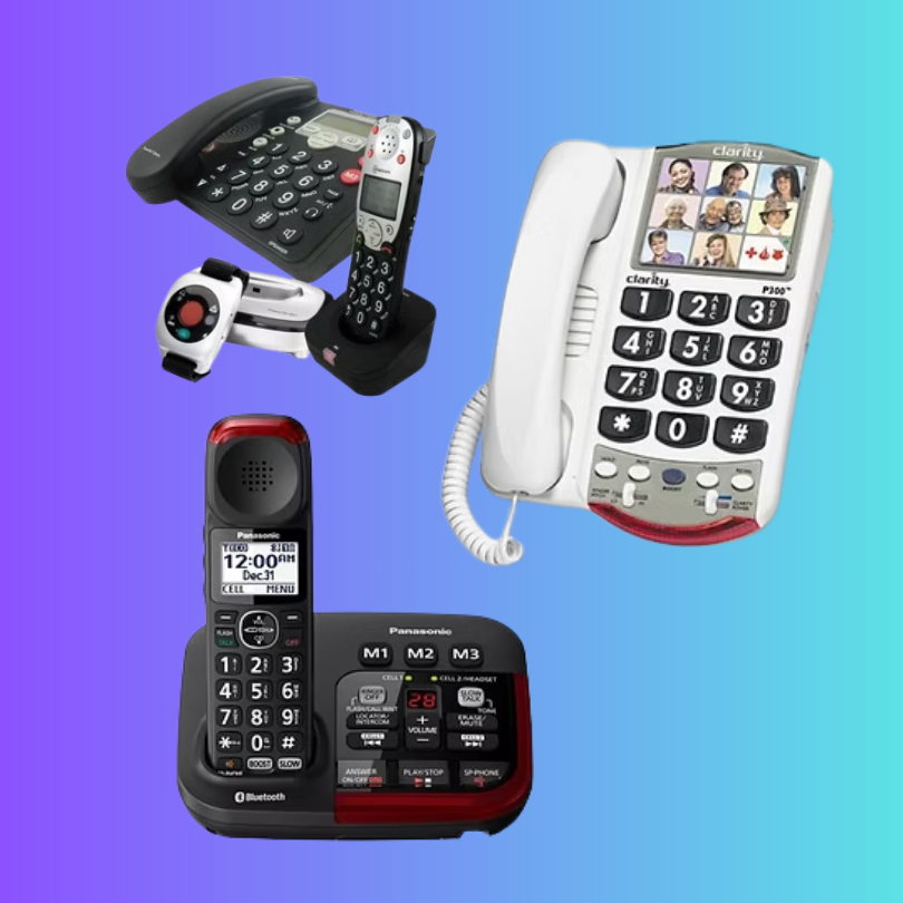 Telephone equipment with adaptive technology for people who are deaf, hard of hearing, or have speec