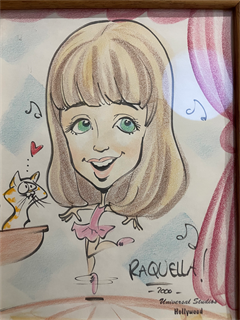a caricature of raquella as a ballerina