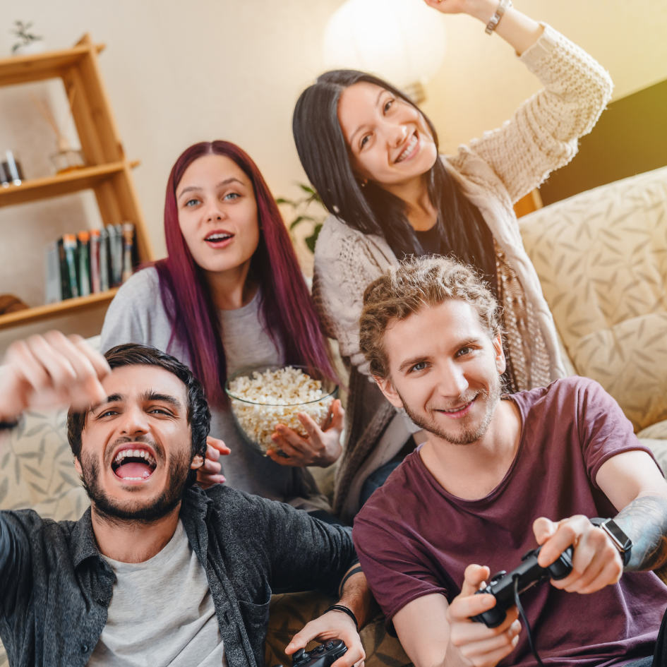 game night attendees smile while playing board games